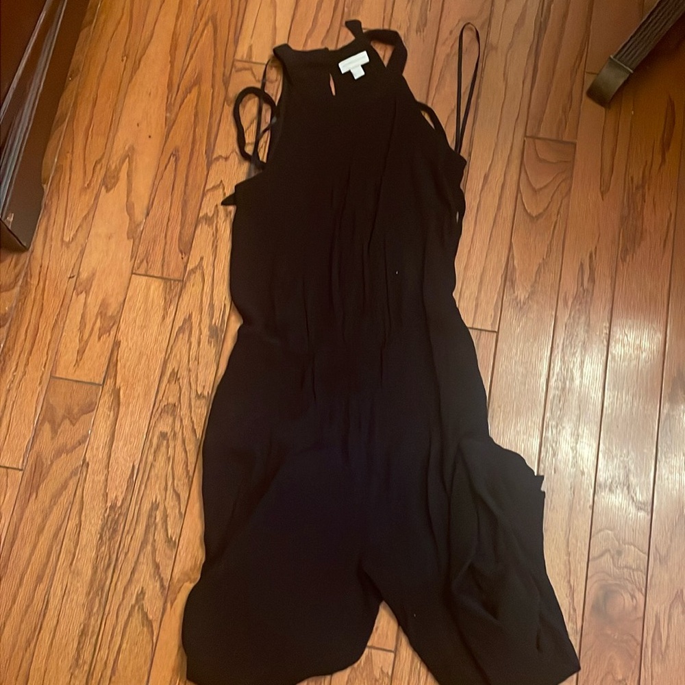 Black , halter drawstring romper